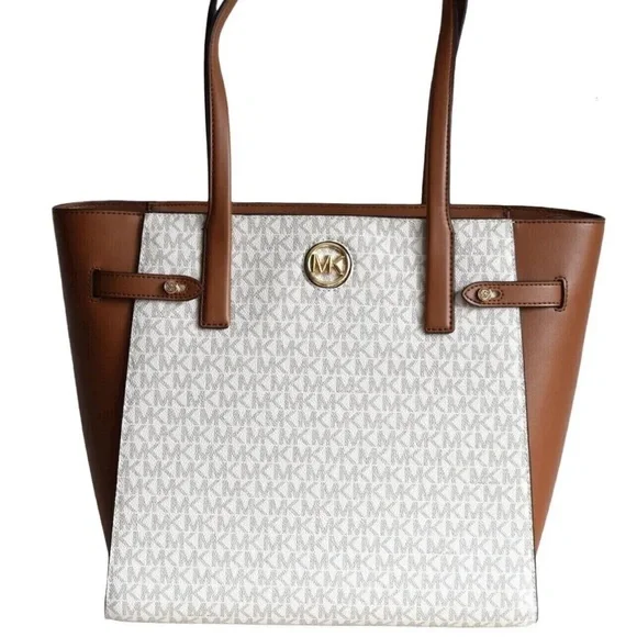 Michael Kors Carmen North South Large Top Zip Tote Vanilla MK Signature - Picture 3 of 7